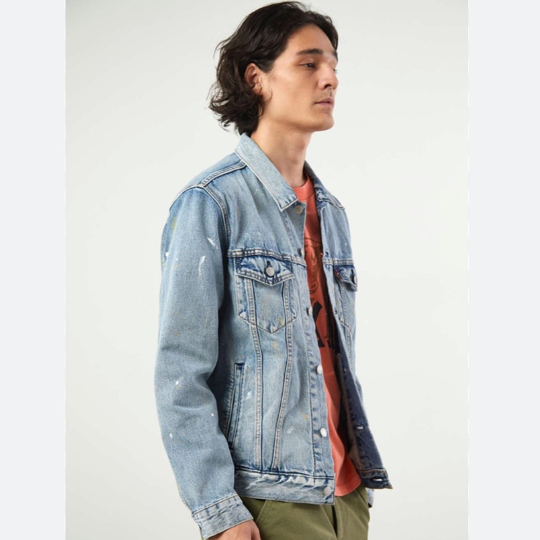 Levi’s | Nwt Paint Splatter Denim Jean Jacket Medium Vintage Trucker Relaxed Fit